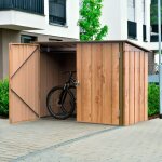 Duramax - garage � v�lo 2x1 m aspect bois gris zingu� 203 x 101 cm