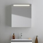 Armoire de toilette en aluminium 2 portes miroir charnire droite avec clairage led pour salle de bain ...