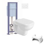 Duravit - pack wc suspendu d - code + bati support siamp + plaque + tabouret physiologique blanc