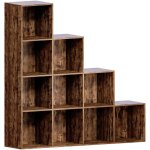 Durham bibliothque 10 cubes tagre escalier, meuble de rangement en bois h 128 x l 128 x p 29 cm, bois ...