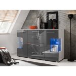 Dusine - bahut buffet profond crystal laqué gris led Dusine - bahut buffet profond crystal laqué gris led