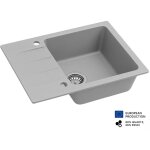 Dusine - evier rectangulaire rive gris en granit premium - 1 bac avec �gouttoir et vidage inclus