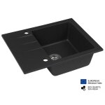 Dusine - evier rectangulaire rive noir en granit premium - 1 bac avec �gouttoir et vidage inclus