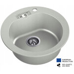 Dusine - evier rond nalibou gris en granit premium - 1 bac sans �gouttoir et vidage inclus