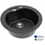 Dusine - evier rond nalibou noir en granit premium - 1 bac sans gouttoir et vidage inclus