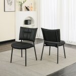 Dyhome chaise de salle � manger en cuir, pieds en m�tal, chaise de salle � manger sans bras, noir