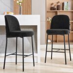 Dyhome - tabouret de cuisine set de 2 avec dossier et repose - pieds, tabourets de cuisine en tissu hauteur ...