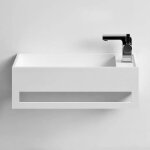 Easy 50 gauche - lave - mains suspendu en solid surface 50 x 30 x 20(h) cm