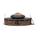 Ebeko brasero exterieur - barbecue & table, 3 - en - 1 brasero en acier durable, pare - tincelles & ...