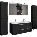 Ebuy24 - budasis ensemble de meubles de salle de bains double couler noir.