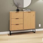 Ebuy24 - buffet 1 porte 3 tiroirs 100x45x80 cm en pin naturel - vyrno
