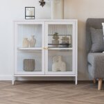 Ebuy24 - buffet 2 portes vitres 80x35x80 cm en mtal blanc - kity