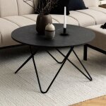 Ebuy24 - table basse ronde 80x80x45 cm aspect marbre noir mat