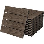 Ecd germany dalles de terrasse wpc 30 x 30 cm / 22 pi�ces = 2 m�, marron fonc�, aspect bois, avec syst�me ...