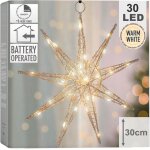 Ecd germany toile de nol dcorative led avec 30 led blanc chaud, 30cm, mtal, dor, fonctionne sur ...