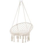 Ecd germany fauteuil suspendu avec coussin, beige, style boho, design macramé, coton, Ø 60 cm, supporte ... Ecd germany fauteuil suspendu avec coussin, beige, style boho, design macramé, coton, Ø 60 cm, supporte ...