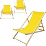 Ecd germany - lot de 3 chaises longues pliantes en bois chiliennes, jaune, dossier rglable, 3 positions ...