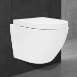 Luxebath - ecd germany wc suspendu en cramique sans rebord, revtement nano, court, 49 cm, wc blanc ...