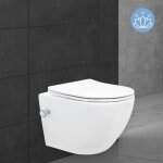 Luxebath - ecd germany wc suspendu sans rebord en cramique blanc, fonction bidet, revtement nano, toilette ...