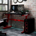 The living store bureau de jeu à led en forme de z noir 110x60x75 cm - bureau gamer - bureau led - bureau ... The living store bureau de jeu à led en forme de z noir 110x60x75 cm - bureau gamer - bureau led - bureau ...