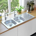 The living store - vier double de cuisine avec crpine et pige acier inoxydable - argent