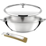 Eclipse - set 1 wok 28cm inox avec couvercle, 1 poignée amovible effet bois Eclipse - set 1 wok 28cm inox avec couvercle, 1 poignée amovible effet bois