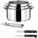 Eclipse - set 3 casseroles 16 / 18 / 20cm inox, 1 plucheur et 1 couteau office