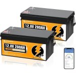 Eco - worthy batterie lithium 12v 280ah x 2 bluetooth lifepo4 rechargeable avec cycle profond 6000 + ...