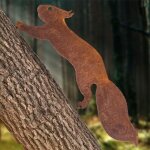 �cureuil pour arbre - d�coration de jardin en m�tal - 30 cm - patine rouille naturelle
