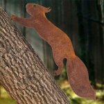 �cureuil pour arbre - d�coration de jardin en m�tal - 30 cm - patine rouille naturelle