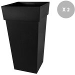Eda - lot de 2 pots de fleur carr� toscane 43 x h. 80 cm - anthracite