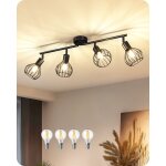 Edishine plafonnier 4 spots orientables, 4 ampoules e14, spots de plafond avec abat - jour cage m�tallique ...