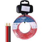 Edm - enrouleur cable parallle 2 x 1. 50 mm rouge / noir 50 m (audio)
