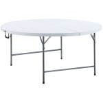 Edm - table pliante ronde (charge maximale 150 kg) �180x74cm en acier et plastique blanc et gris