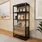 Frankystar - edo - tagre bibliothque murale 76x162, 5x33, 5 cm 3 tagres avec meuble 2 portes en ...