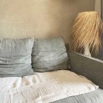 Sud etoffe - edredon 2 faces lin lav� blanc et coton blanc garni 75 x 200 cm