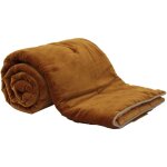 Sud etoffe - edredon 2 faces velours et coton gold garni 80 x 200 cm