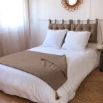 Edredon uni � pompons  panama  90x190cm vison