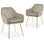 Deco in paris - lot de 2 chaises avec accoudoirs en velours beige edwige Deco in paris - lot de 2 chaises avec accoudoirs en velours beige edwige