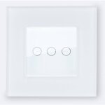 Interrupteur tactile triple avec cadre verre modern blanc Interrupteur tactile triple avec cadre verre modern blanc
