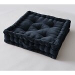 L'effet papillon - coussin de sol 50 x 50 x 10 cm velours de coton c�sar minuit bleu fonc�