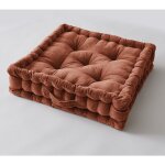 L'effet papillon - coussin de sol 50 x 50 x 10 cm velours de coton c�sar terracotta orange