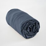 L'effet papillon - drap housse 160 x 200 cm satin de bambou salom bleu nuit