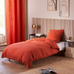 L'effet papillon - pack housse de couette 140 x 200 cm gaze de coton + drap housse 90x190 orange