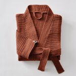 L'effet papillon - peignoir kimono mixte l / xl gaze de coton unie ga�a terracotta