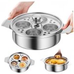 [jamais utilis�]egg poacher maker d'?ufs poch�s en acier inoxydable avec 4 tasses, pot � cuisini�re polyvalent ...
