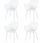 Lot de 4 fauteuil chaises blanc plastique scandinave chaise de salle  manger