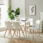 Eggree - lot de 6 chaises au design scandinave contemporain pour salle à manger - blanc Eggree - lot de 6 chaises au design scandinave contemporain pour salle à manger - blanc