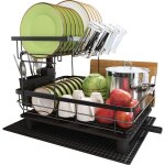 Egoutoire vaisselle cuisine 2 niveaux, gouttoir vaisselle en acier inoxydable avec porte - gobelets ...