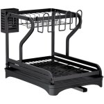 gouttoir de comptoir avec plateau d'gouttage, gouttoir double pour vier, bac d'gouttage, noir